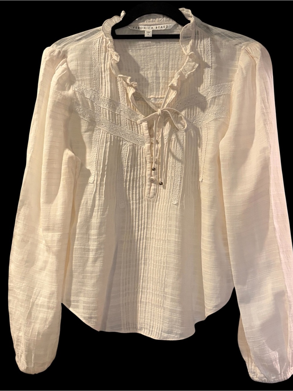 Veronica Beard Jamie Pintucked Peasant Top 8/M Gauze Renaissance Cottagecore